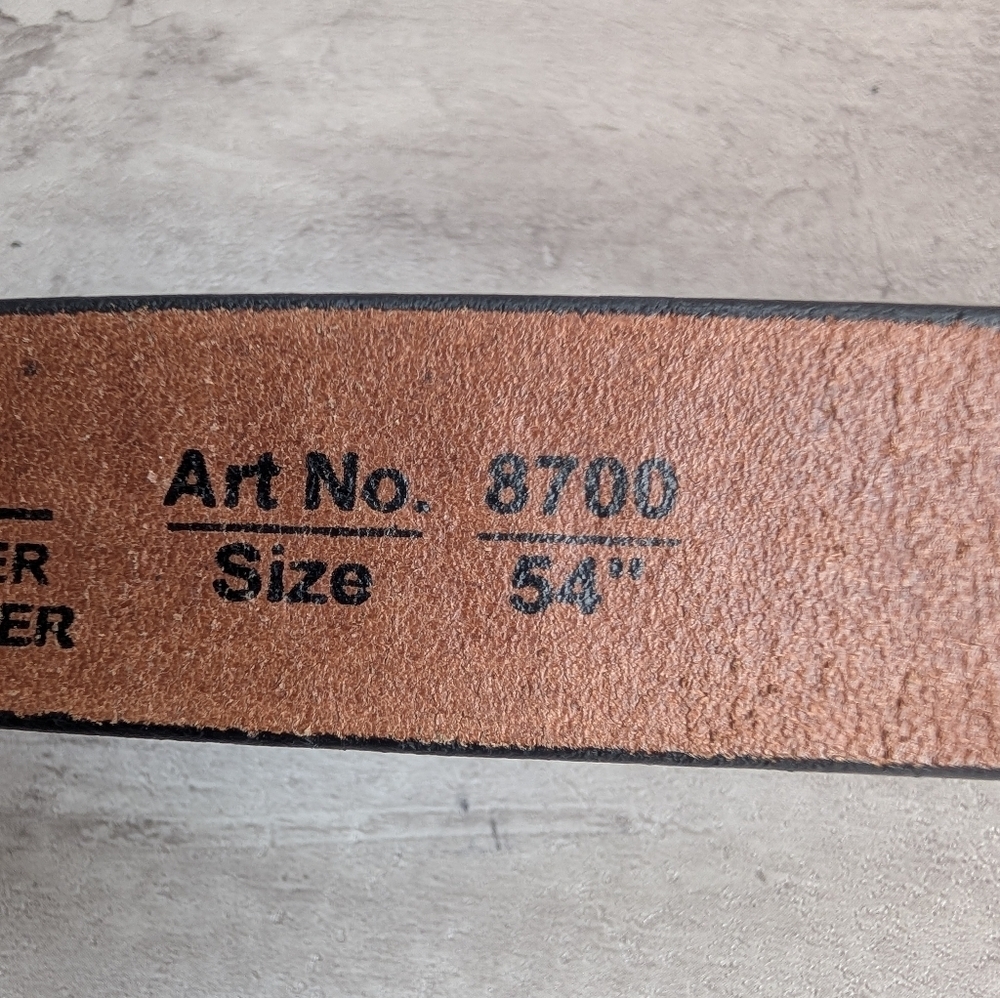 C.L. Embossed Genuine Leather Brown Belt Mens size 54" - Picture 4 of 9